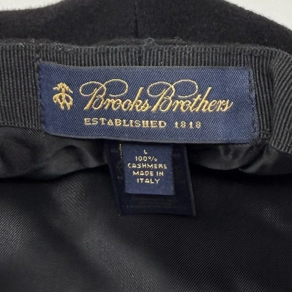 Brooks Brothers Newsboy Cap Size Large Black 100% Cashmere Cabbie Hat Made Italy